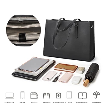 Professional Women Laptop Handbag Waterproof Leather Tote Bag