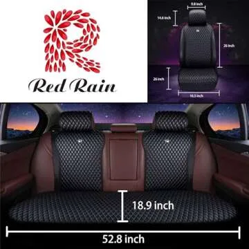 Red Rain Universal Seat Covers for Cars Leather Seat Cover with Crown Black Car Seat Cover 2/3 Covered 11PCS Fit Car/Auto/Truck/SUV (A-Black)