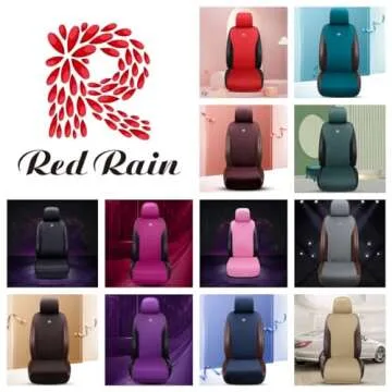 Red Rain Universal Seat Covers for Cars Leather Seat Cover with Crown Black Car Seat Cover 2/3 Covered 11PCS Fit Car/Auto/Truck/SUV (A-Black)