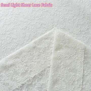 H.ebony Ivory Floral Lace Sheer Curtains Window Drapes for Bedroom, Rod Pocket Retro Style Vintage Beige Rose Scalloped Lace Curtain to Light Filtering Airy Set of 2 Panels 63 Inch Long