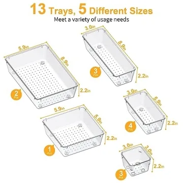 SMARTAKE 13-Piece Drawer Organizers for Every Space