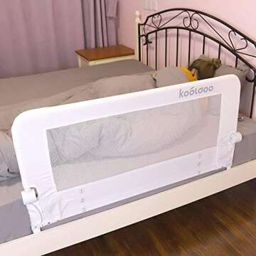 KOOLDOO Bed Rail for Toddlers, 59”Extra-Long Swing Down Tall Bed Rail Guard for Baby, Kids Safety,...