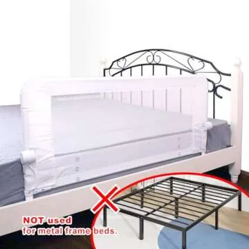 KOOLDOO Bed Rail for Toddlers, 59”Extra-Long Swing Down Tall Bed Rail Guard for Baby, Kids Safety, for Twin, Full, Queen & King Size Bed, Platform, Boxspring Bed(59" L*22.8" H, White)