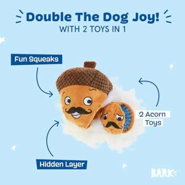BARK Dog Toy 2 in 1 Interactive - Perfect for Aggressive Chewers with Plush & Squeaky Features