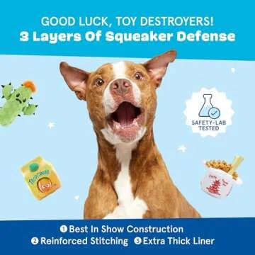 BARK Dog Toy 2 in 1 Interactive | Durable Plush and Squeaky Ball