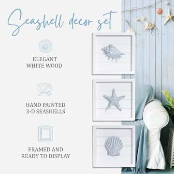 TideAndTales Framed 3D Seashell Wall Art Set
