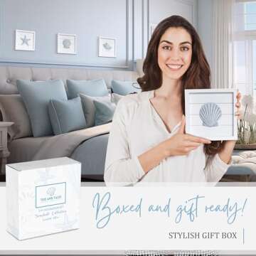 TideAndTales Framed 3D Seashell Wall Art Set