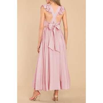 MITILLY Women's Summer Flutter Sleeve Maxi Dress with Pockets