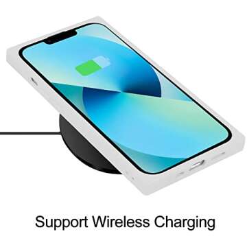 LSL Compatible iPhone 13 Case White Soft TPU Bumper Anti-Drop Anti-Scratch Shock Absorption Protective Wireless Slim Cover Compatible with iPhone 13 6.1 Inch for Women Girls Men