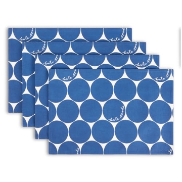 Kate Spade New York Joy Dot Placemats 4-Pack Set, Reversible, 100% Cotton Design, Elegant Table Deco...
