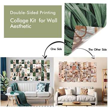 LIIGEMI 70PCS Botanical Wall Collage Kit Aesthetic Pictures，Bedroom Decor for Teen Girls, VSCO Room Decor, Boho Trendy Decor Photo Collection，Double- Sided, 70 Set 4x6 Inch