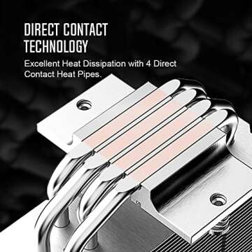 ID-COOLING SE-214-XT ARGB White CPU Cooler 4 Heatpipes CPU Air Cooler ARGB Light Sync with Motherboa...