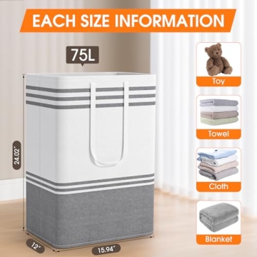 EpicTotes 2 Pack Large Laundry Baskets, Laundry Hampers, Freestanding Waterproof Collapsible Clothes...