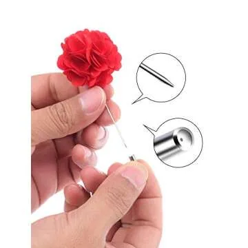 16 Color Satin Boutonniere Pins for Stylish Men