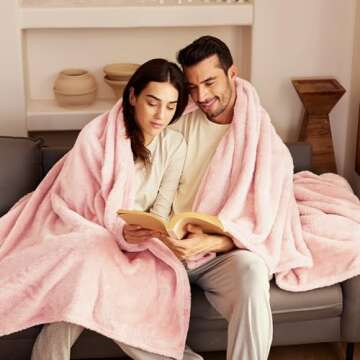 Exclusivo Mezcla Plush Fuzzy Fleece Throw Blanket Extra Large, Super Soft, Fluffy and Warm Blankets for Couch, Bed, Suitable for All Seasons (50x70 Inches, Light Pink)
