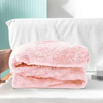 Exclusivo Mezcla Plush Fuzzy Fleece Throw Blanket Extra Large, Super Soft, Fluffy and Warm Blankets for Couch, Bed, Suitable for All Seasons (50x70 Inches, Light Pink)