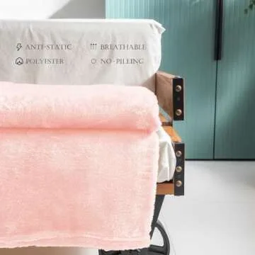 Exclusivo Mezcla Plush Fuzzy Fleece Throw Blanket Extra Large, Super Soft, Fluffy and Warm Blankets for Couch, Bed, Suitable for All Seasons (50x70 Inches, Light Pink)