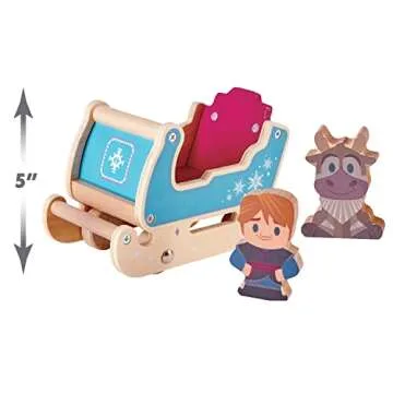 Just Play Disney Wooden Toys Frozen Sleigh, Figures and Playset, Includes 2 Wooden Block Figures and Sleigh, Kids Toys for Ages 2 Up, Amazon Exclusive