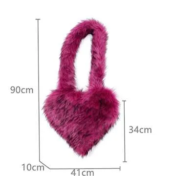 Chic Heart Shaped Faux Fur Shoulder Purse for Women