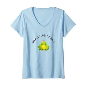 Personality Hire Funny Office Humor Frog Prince V-Neck T-Shirt