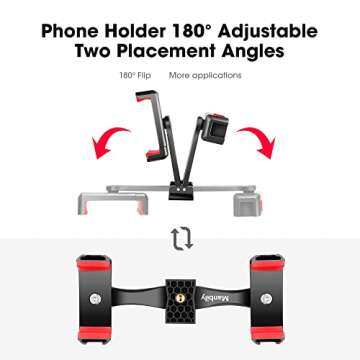 Manbily Phone Tripod Mount Adapter – 360° Rotatable Dual Cell Phone Holder Clip, Adjustable Clamp...