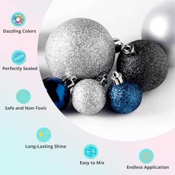 HTVRONT Silver Fine Glitter for Crafts - 50g/1.76oz Extra Fine Glitter for Resin, Portable Ultra Fine Glitter for Nails, Tumblers, Ornaments, Makeup, Body, Cosmetic, Candle, Slime Glitter Shaker Jar