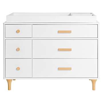 Babyletto Lolly 6-Drawer Assembled Double Dresser in White and Natural, Greenguard Gold Certified