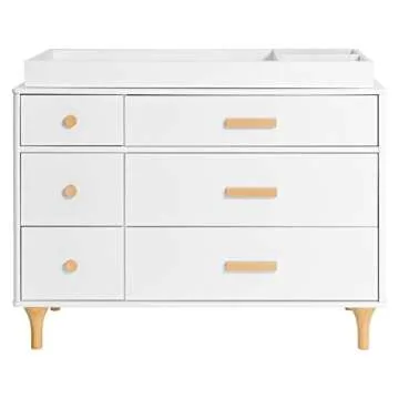 Babyletto Lolly 6-Drawer Assembled Double Dresser in White and Natural, Greenguard Gold Certified
