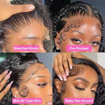 Blomas 28Inch Deep Wave Lace Front Wigs Human Hair 200% Density 13x6 Deep Curly Glueless HD Lace Fro...