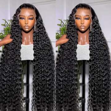 Blomas 28Inch Deep Wave Lace Front Wigs Human Hair 200% Density 13x6 Deep Curly Glueless HD Lace Front Wigs Human Hair Curly Human Hair Wigs for Women Pre Plucked with Baby Hair Lace Frontal Wig