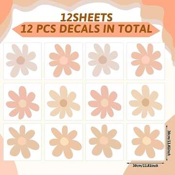 12 Sheets Daisy Wall Decals Flower Wall Stickers Large Daisy Wall Stickers Daisy Decals for Wall Pee...