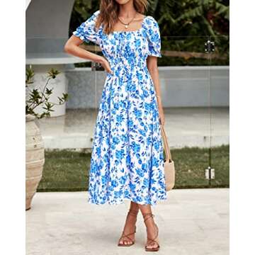XIONGMEI Women Summer Casual Floral Midi Dress