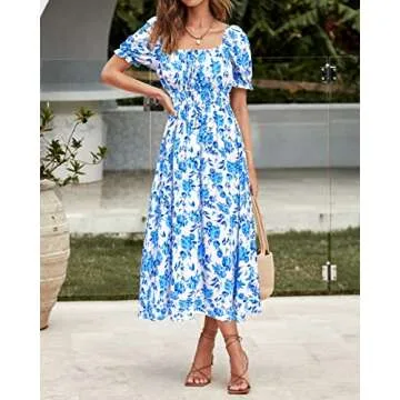 XIONGMEI Women Summer Casual Floral Midi Dress
