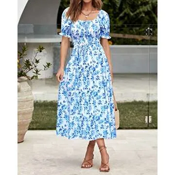 XIONGMEI Women Summer Casual Floral Midi Dress