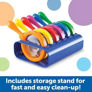 Learning Resources Primary Science Jumbo Magnifiers with Stand - 6 Pieces, Ages 3+, Science Classroom Accessories, Teacher Supplies, Observation Toys for Kids, Back to School Supplies