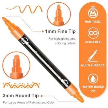 Acrylic Paint Pens Markers, 48 Colors Dual Tip Acrylic Paint Pens for Rock Painting, Wood, Canvas, S...
