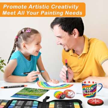 Acrylic Paint Pens Markers, 48 Colors Dual Tip Acrylic Paint Pens for Rock Painting, Wood, Canvas, Stone, Glass, Ceramic Surfaces, DIY Crafts Making Art Supplies (Round Tip and Fine Tip)