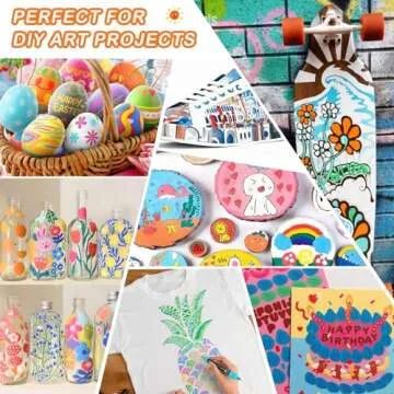 Acrylic Paint Pens Markers, 48 Colors Dual Tip Acrylic Paint Pens for Rock Painting, Wood, Canvas, Stone, Glass, Ceramic Surfaces, DIY Crafts Making Art Supplies (Round Tip and Fine Tip)