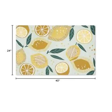 TOWN & COUNTRY LUXE Livie Fresh Lemon Everwash® Washable Multi-Use Decorative Rug, Kitchen Rug, Low-Profile Door Mat, Bedroom Rug and Dorm Room Rug with Non-Slip Backing, Seafoam Green, 24"x40"