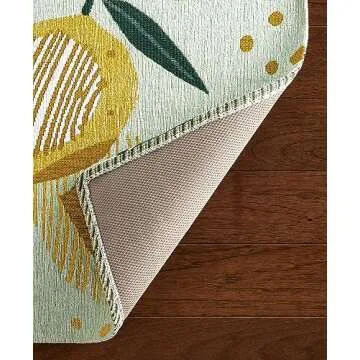 TOWN & COUNTRY LUXE Livie Fresh Lemon Everwash® Washable Multi-Use Decorative Rug, Kitchen Rug, Low-Profile Door Mat, Bedroom Rug and Dorm Room Rug with Non-Slip Backing, Seafoam Green, 24"x40"