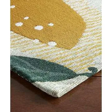 TOWN & COUNTRY LUXE Livie Fresh Lemon Everwash® Washable Multi-Use Decorative Rug, Kitchen Rug, Low-Profile Door Mat, Bedroom Rug and Dorm Room Rug with Non-Slip Backing, Seafoam Green, 24"x40"