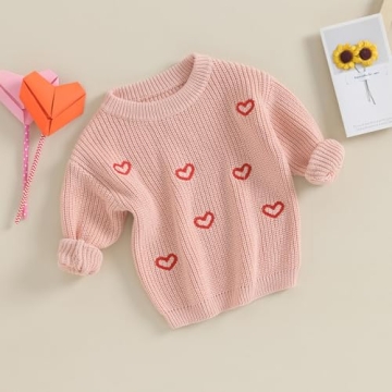 Baby Girl Valentine Outfit Long Sleeve Cute Sweater