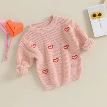 Baby Girl Valentine Outfit Long Sleeve Cute Sweater