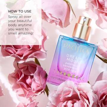 Pacifica Beauty, Dream Moon Spray Perfume, Pink Rose, Sandalwood, Patchouli Notes, Womens Fragrance, Natural & Essential Oils, Clean Fragrance, Vegan & Cruelty Free