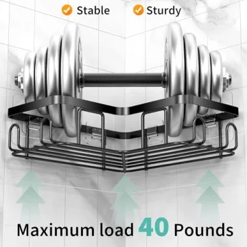 Moforoco Adhesive Shower Caddy with Soap Holder and Hooks