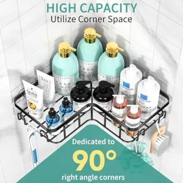 Moforoco Adhesive Shower Caddy with Soap Holder and Hooks