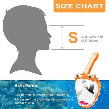 Zipoute Snorkel Full Face Snorkel Mask for Kids, Kids Snorkeling Set 180 Degree Panoramic View, Safe Anti-Leak Anti-Fog, Foldable Dry Top Snorkeling Gear for Kids Adult