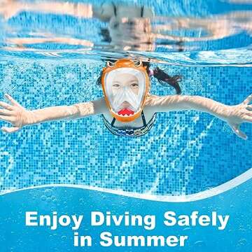 Zipoute Snorkel Full Face Snorkel Mask for Kids, Kids Snorkeling Set 180 Degree Panoramic View, Safe Anti-Leak Anti-Fog, Foldable Dry Top Snorkeling Gear for Kids Adult