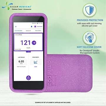 Sugar Medical Omnipod 5 Gel Skin Case | PDM Protective Cover | Protect Omnipod 5| Diabetes Care(Purp...
