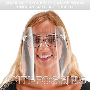 TCP Global Salon World Safety Face Shields with All Clear Glasses Frames (Pack of 10) - Ultra Clear Full Face Shields